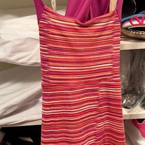 Soybu Striped Pink and Orange Midi Dress